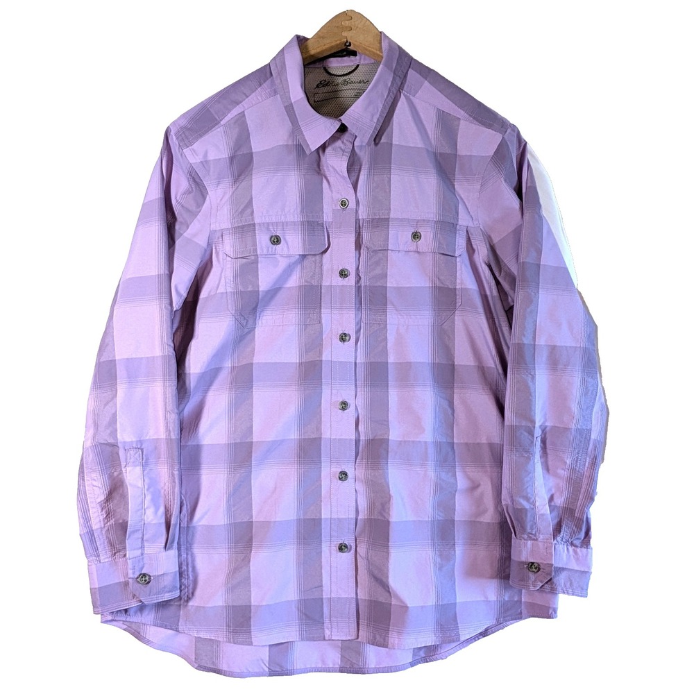 Eddie Bauer Shirt Classic Fit Roll Tab Sleeve Purple Size PS Vented